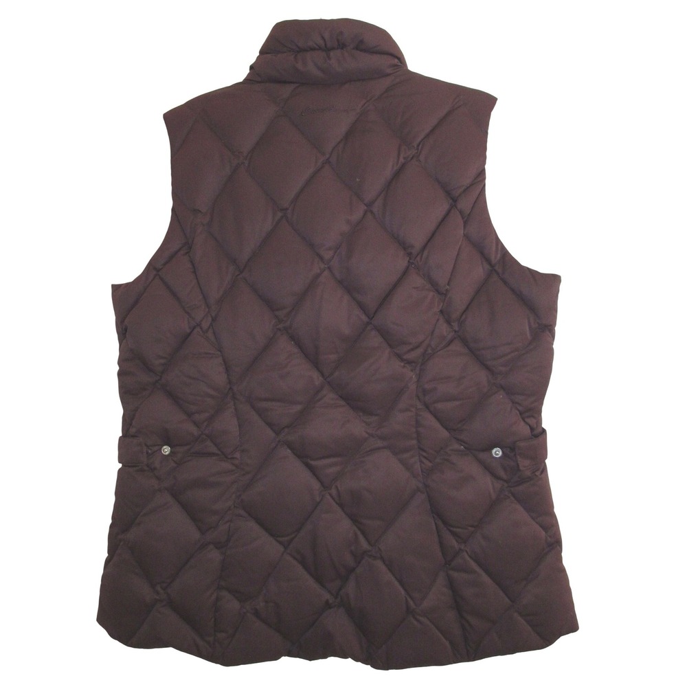 Eddie Bauer EB650 Down Womens vest Tall Large Brown Full Zip Snap Puffer Light - Picture 3 of 6